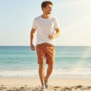 Michael Brandon Men's Terracotta Flat Front Shorts